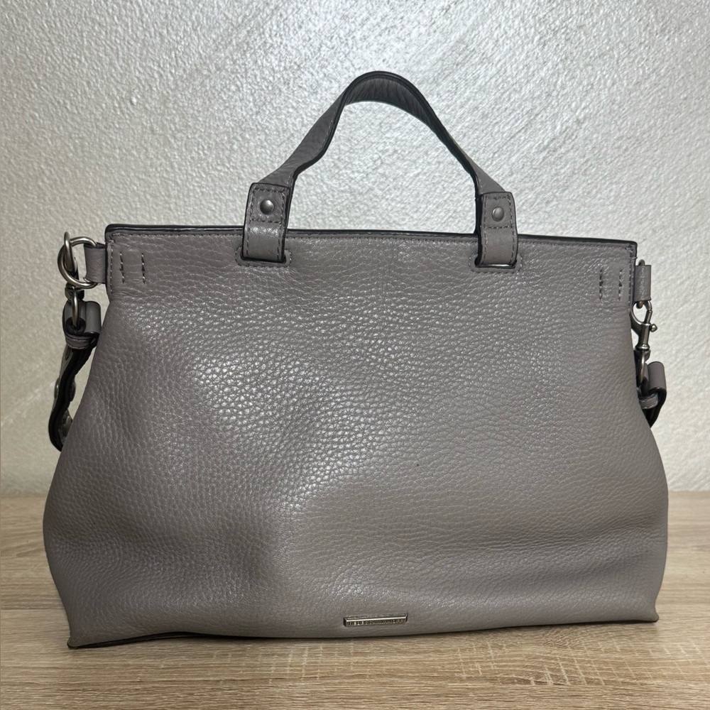 Rebecca Minkoff Medium Keith Grey Suede /Leather Satchel Handbag Shoulder Bag - Picture 3 of 16